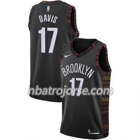 Män Brooklyn Nets Tröja Ed Davis 17 2018-19 Nike City Edition Svart Swingman